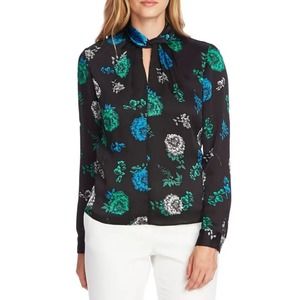 Vince Camuto Floral Lagoon Twist Neck Top Med